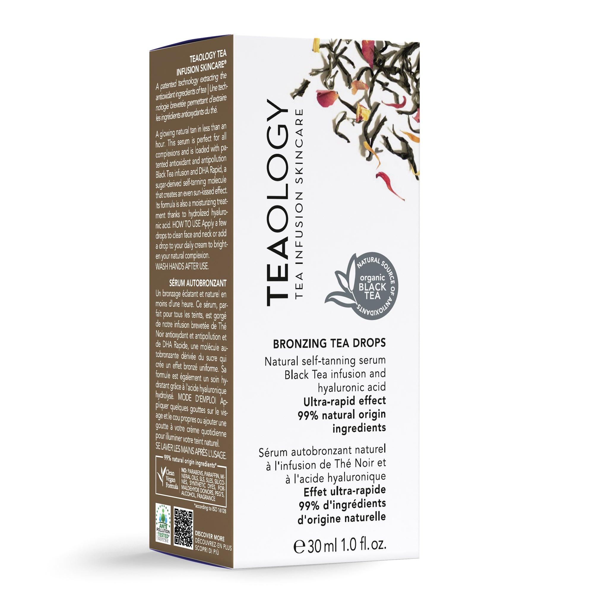Siero autoabbronzante con infuso di Tè Nero e acido ialuronico idrolizzato
Effetto ultra-rapido e con il 99% di ingredienti di origine naturale