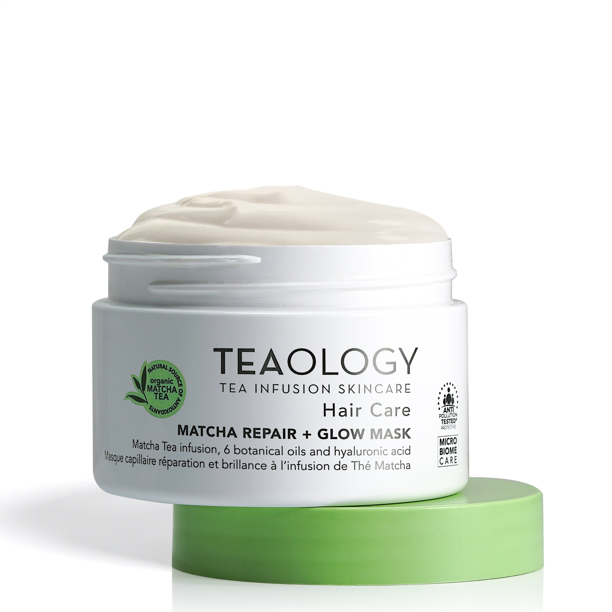 Restructuring and illuminating hair mask with matcha tea infusion