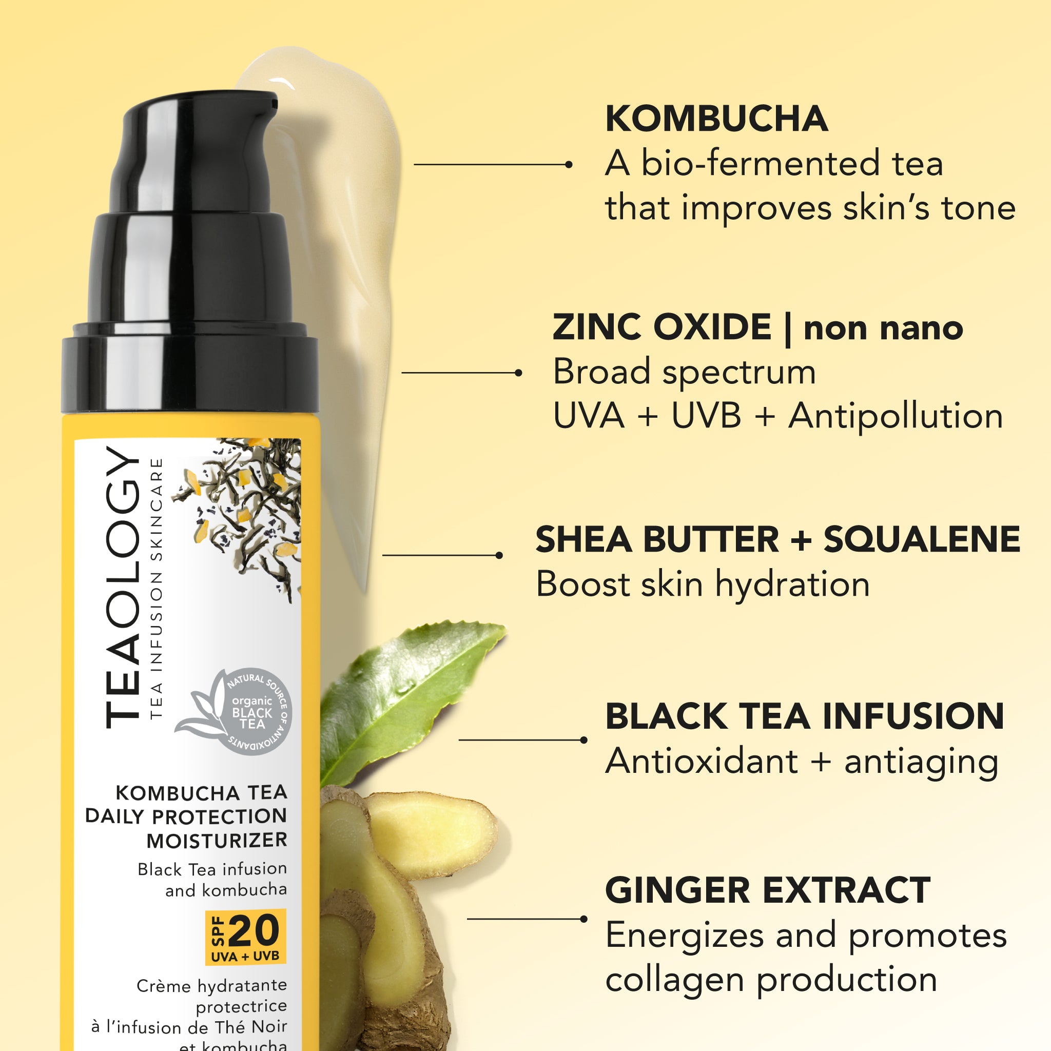 Kombucha Tea Crema Idratante Protettiva SPF 20 con infuso di Tè Nero e kombucha
