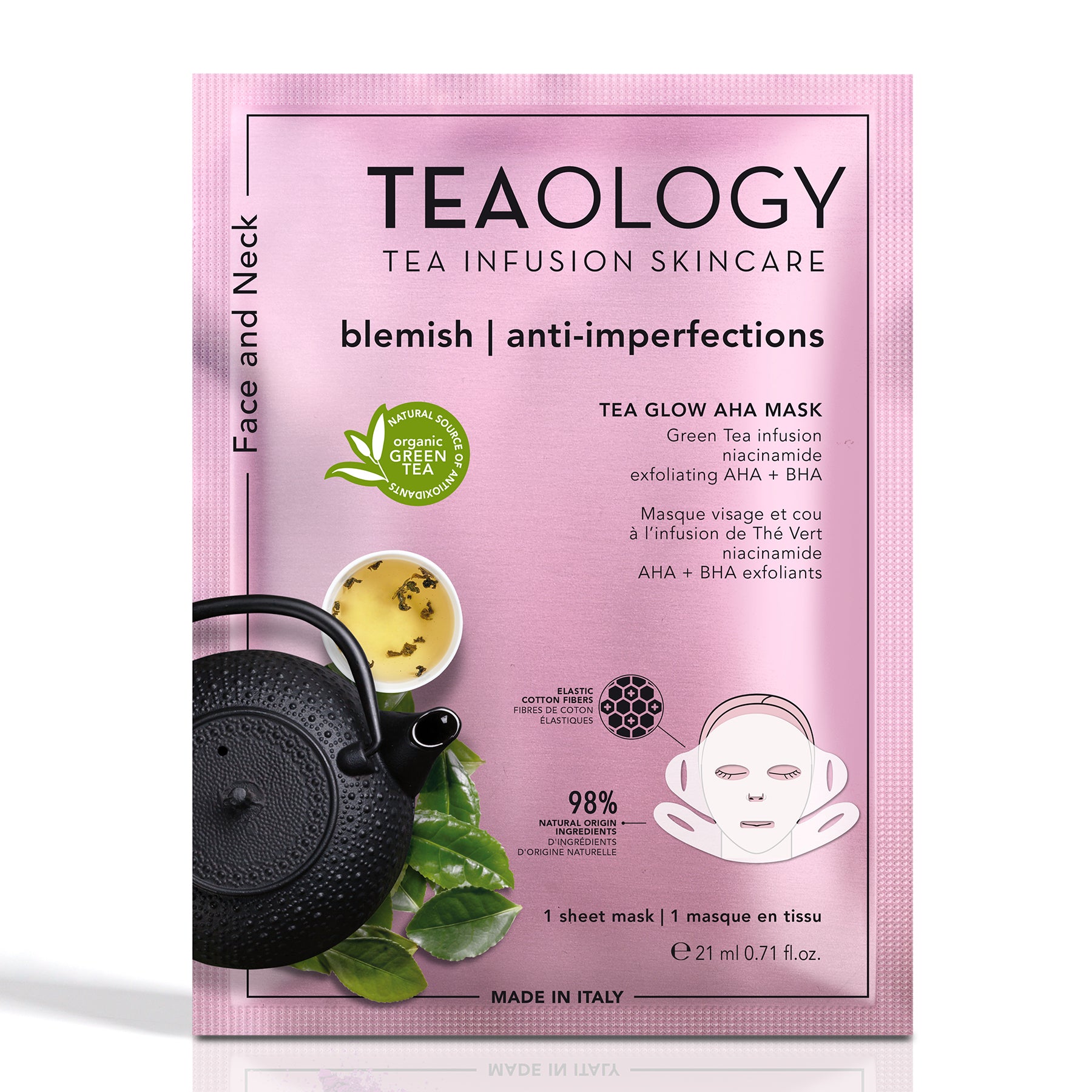 TEA GLOW AHA Maschera anti-imperfezioni per viso e collo