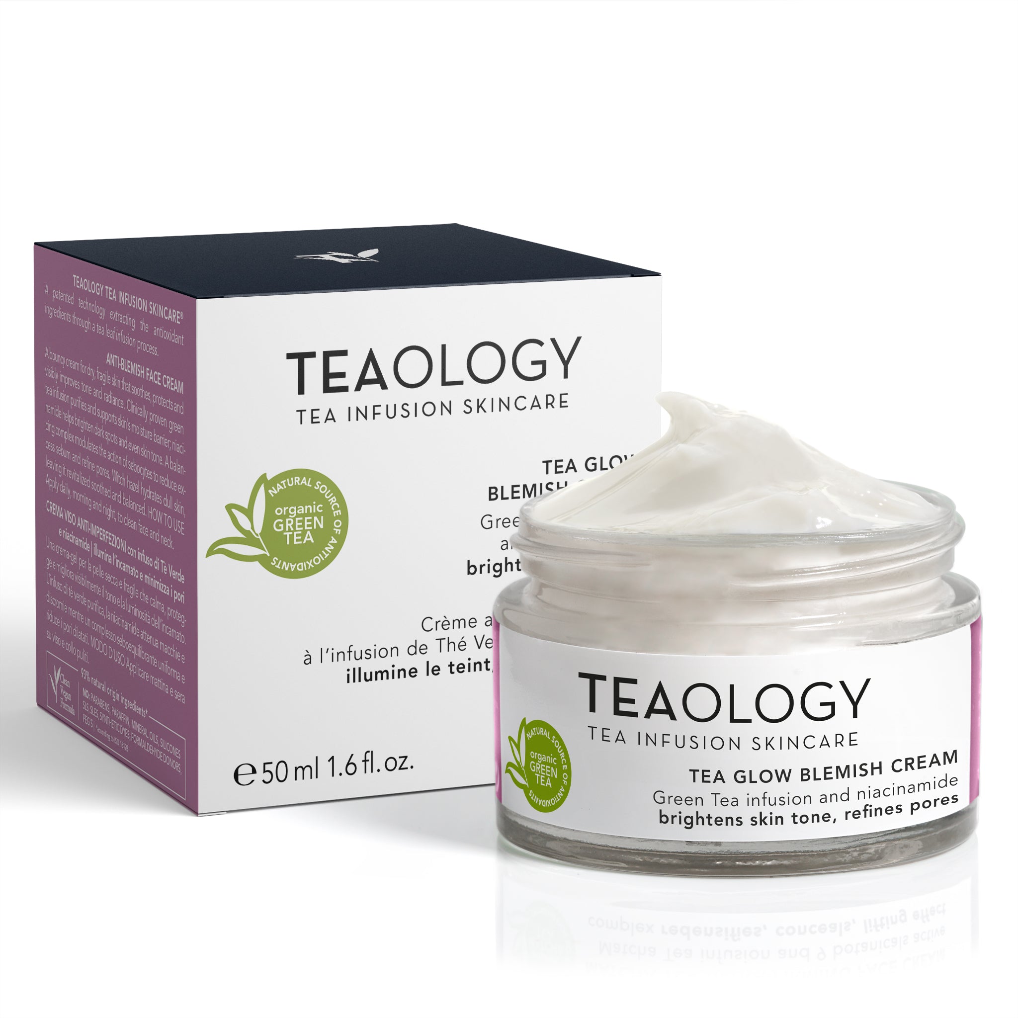 Tea glow blemish cream con infuso di tè verde e niacinamide