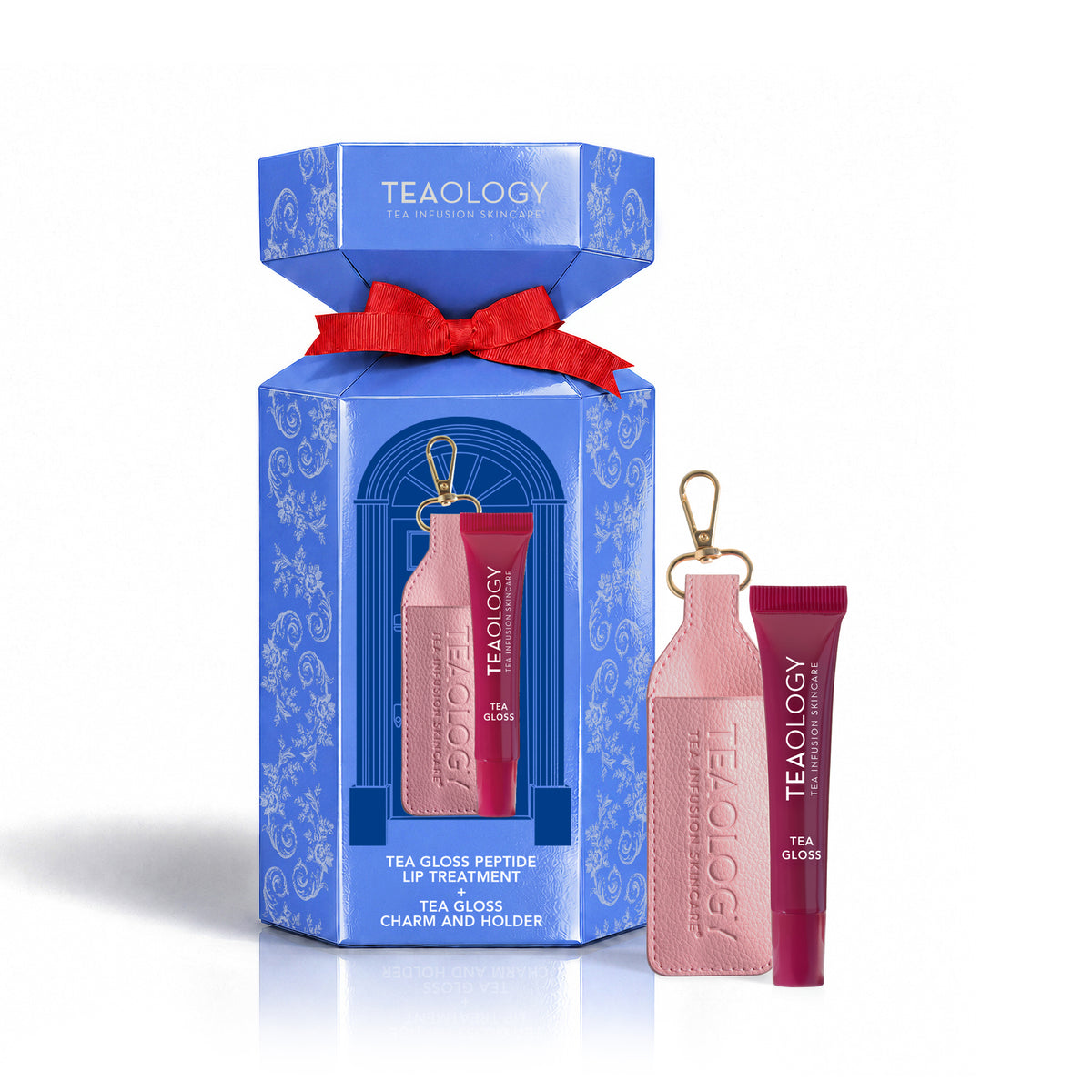 Prodotti inclusi nel Peptide Volume Lip Set Berry: Tea Gloss Volume Treatment colorato Berry e Tea Gloss Charm and Key Holder