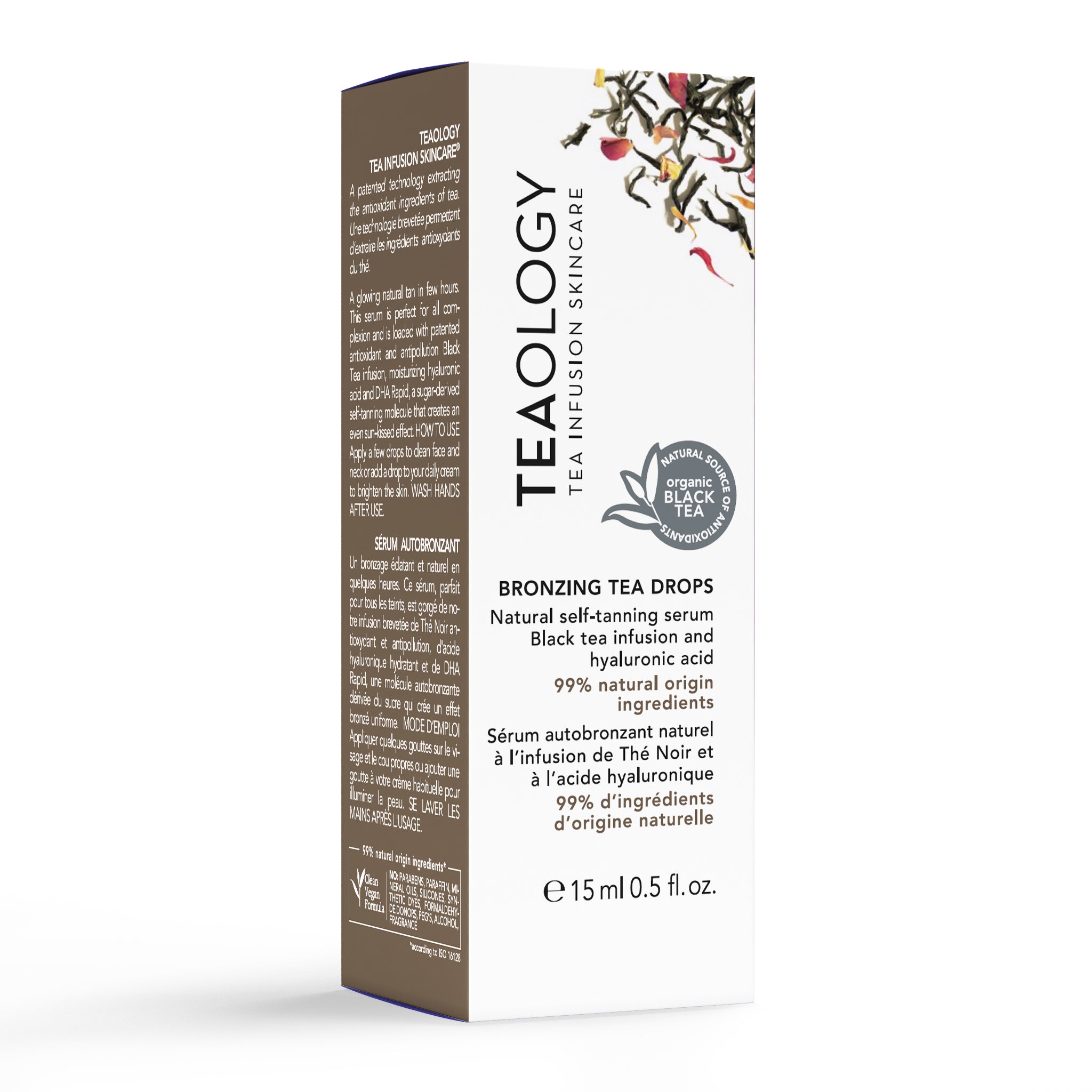 Siero autoabbronzante con infuso di Tè Nero e acido ialuronico idrolizzato
Effetto ultra-rapido e con il 99% di ingredienti di origine naturale