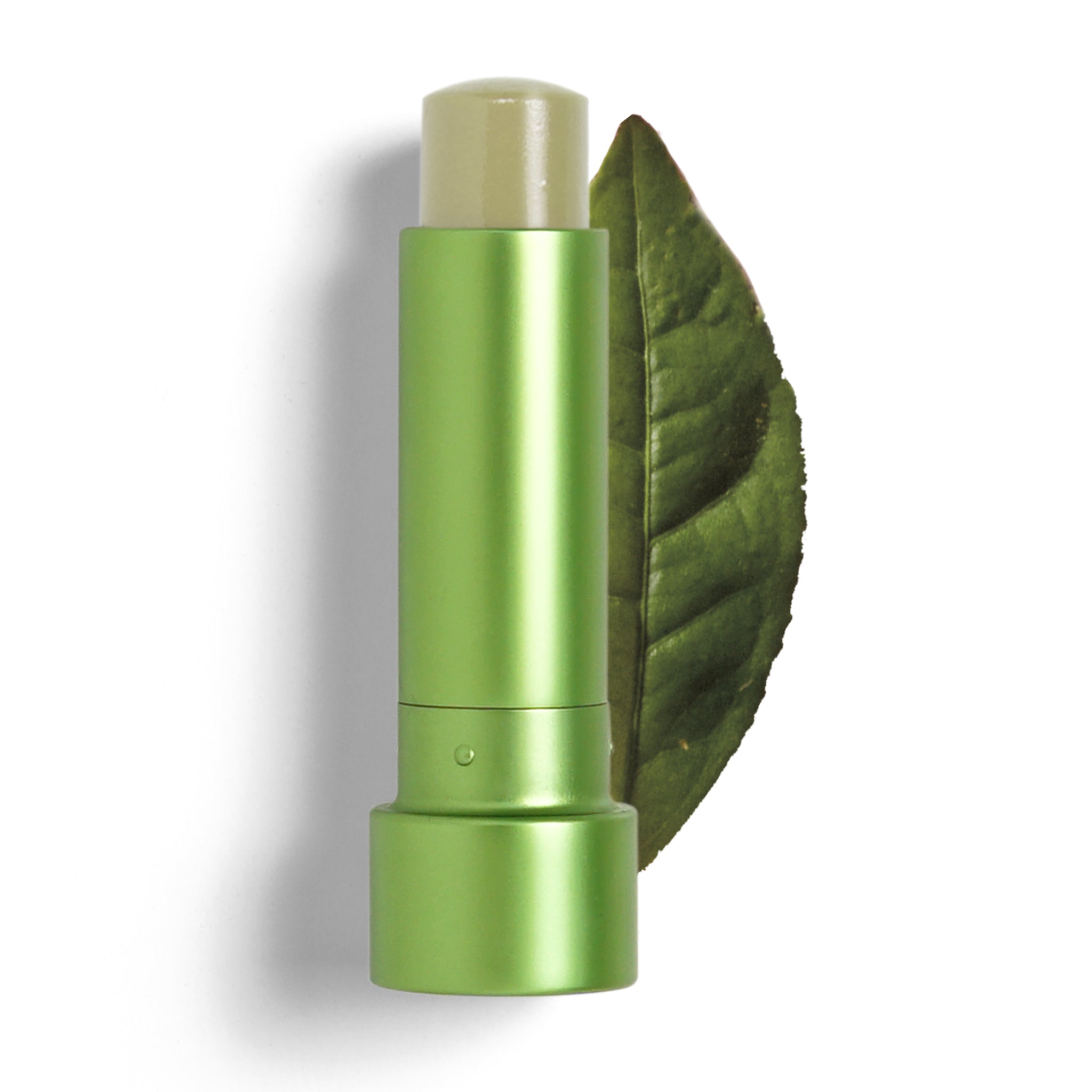 Balsamo Labbra con estratto di tรจ antiossidante, burri e oli vegetali, acido ialuronico ad azione volumizzante e rimpolpante - Colore Transparent Matcha