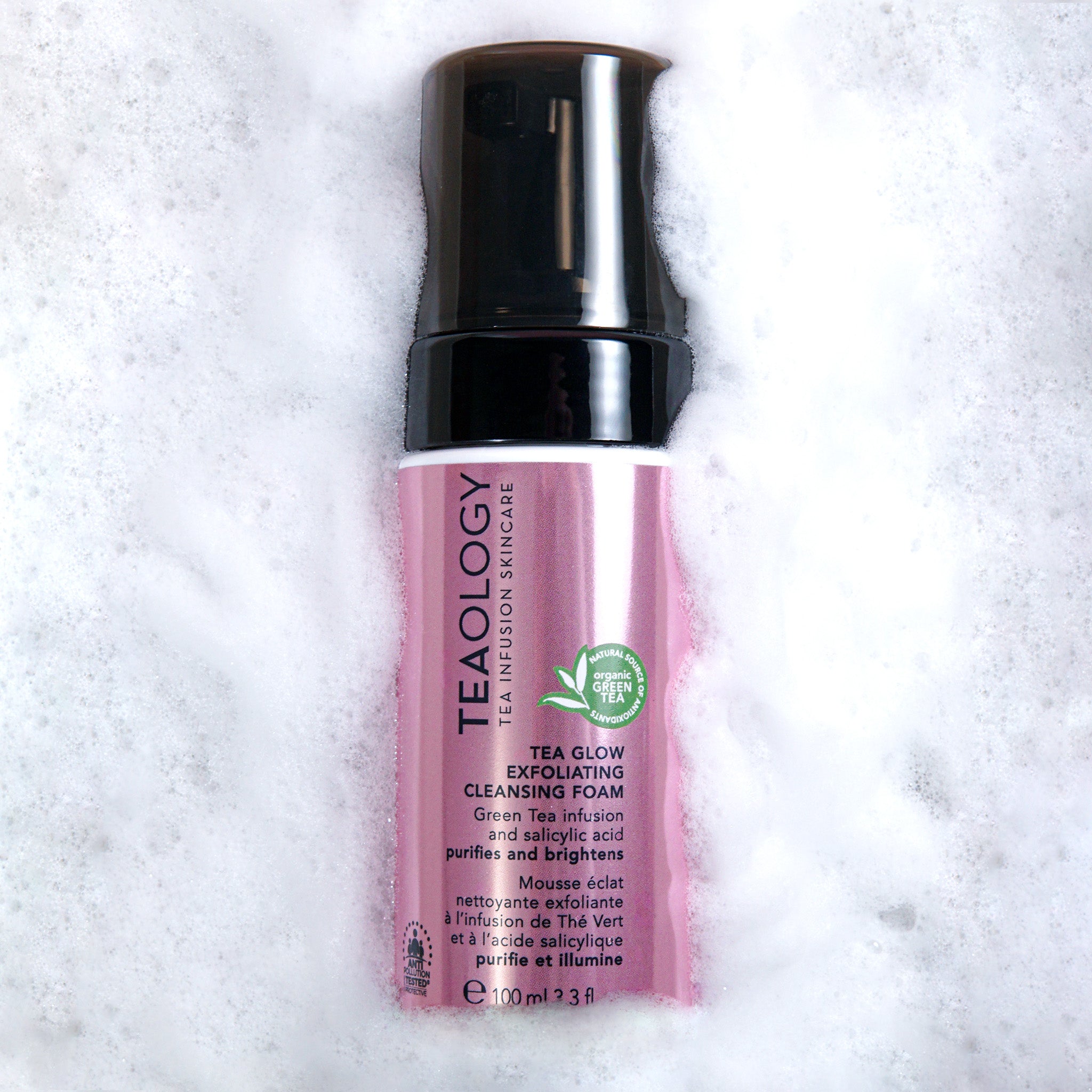 Tea Glow Schiuma Detergente Esfoliante Viso con Tè Verde, Acido Salicilico, Niacinamide