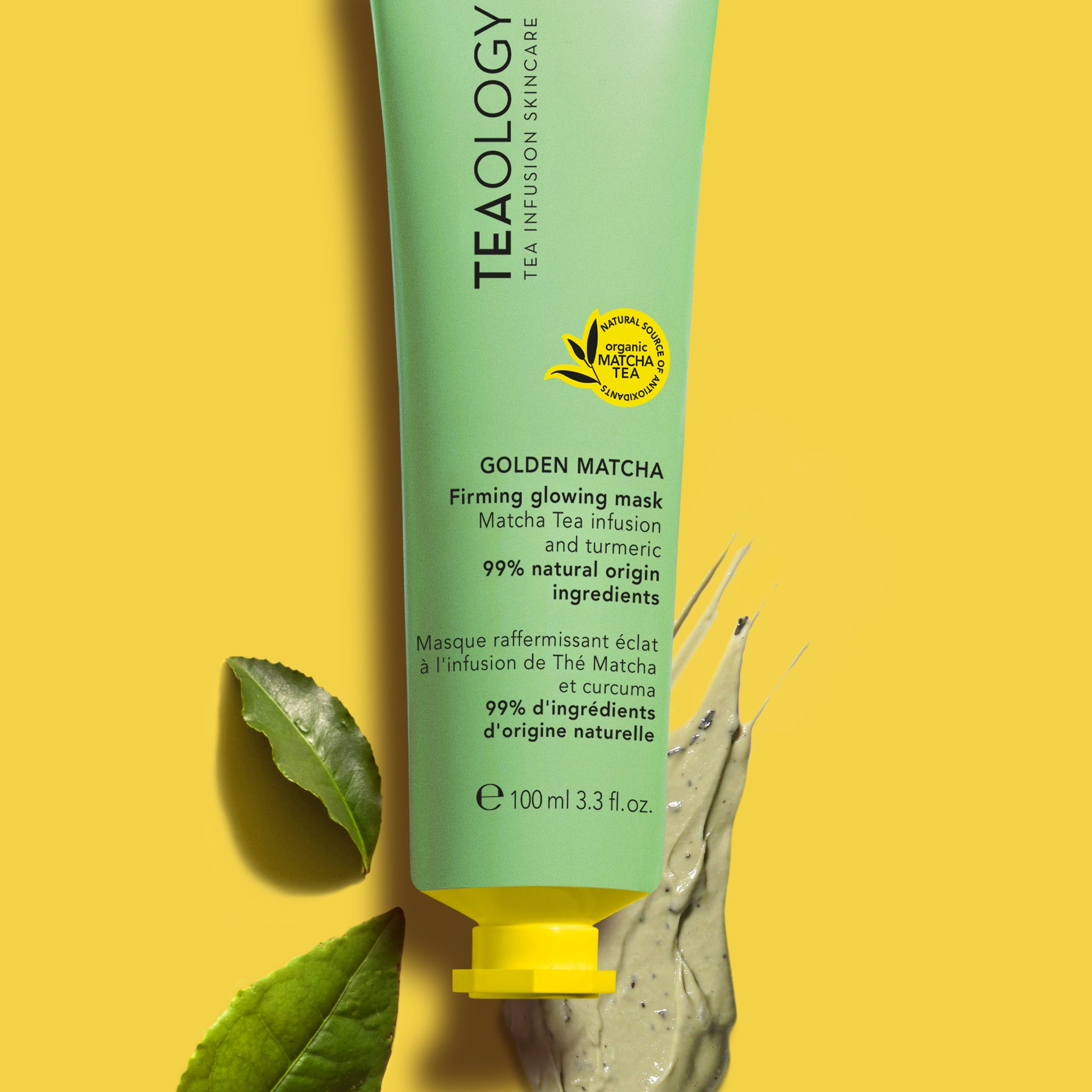 Maschera viso rassodante Golden matcha, purificante e illuminante con infuso di Tè Matcha e Curcuma, rimuove le impurità, illumina, tonifica e protegge la pelle dall’invecchiamento cellulare.