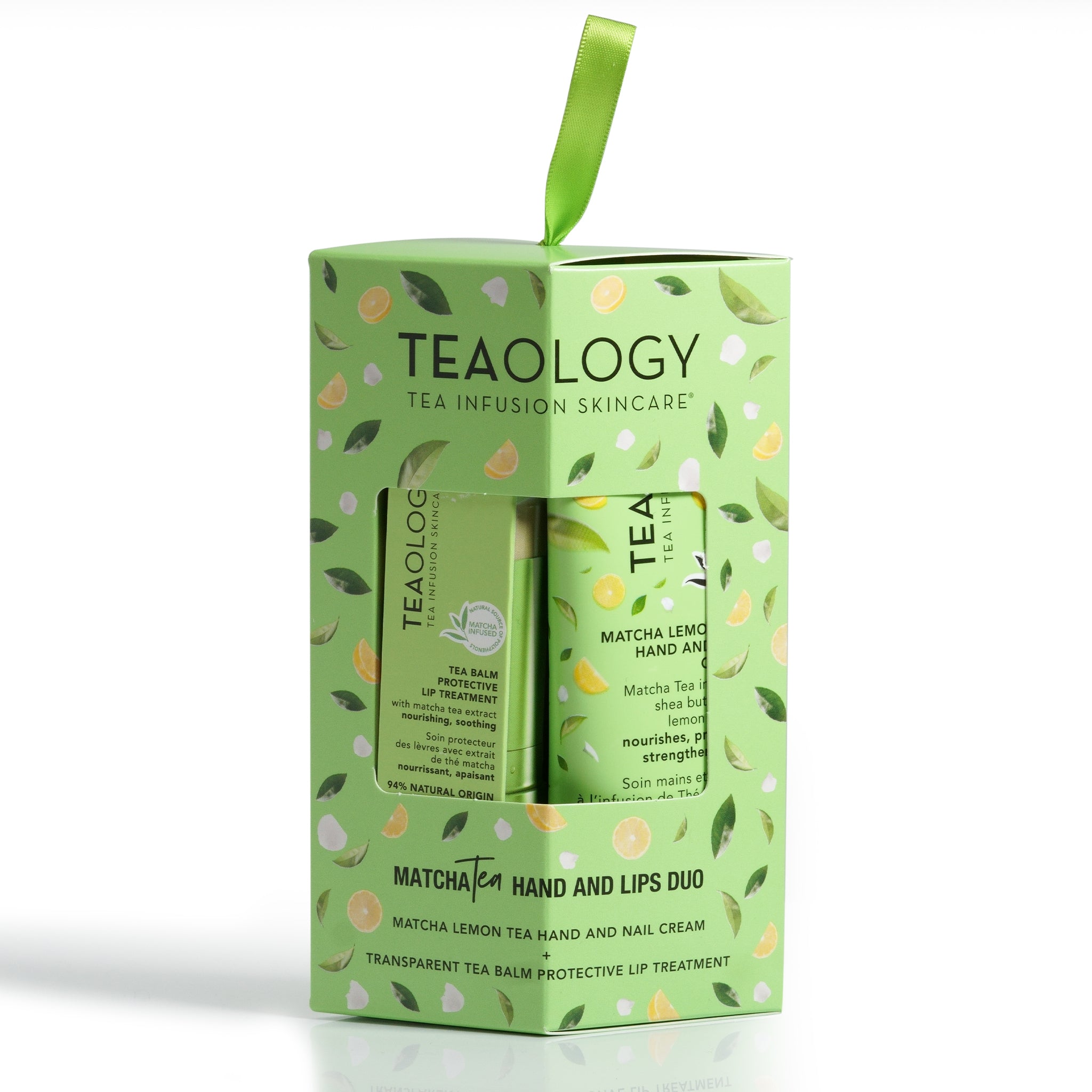 Duo ideale per un regalo contenente Matcha Lemon Tea Crema Mani e Unghie + Tea Balm Trattamento Labbra Trasparente al Matcha