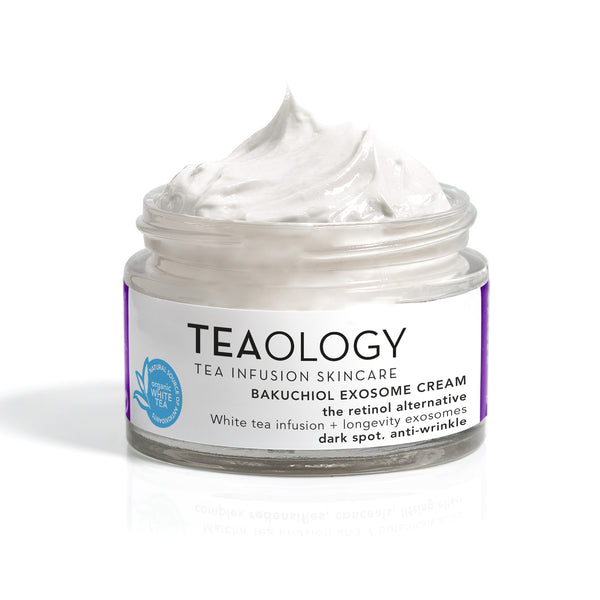Vasetto aperto della Bakuchiol Exosome Cream con la texture bianca in evidenza