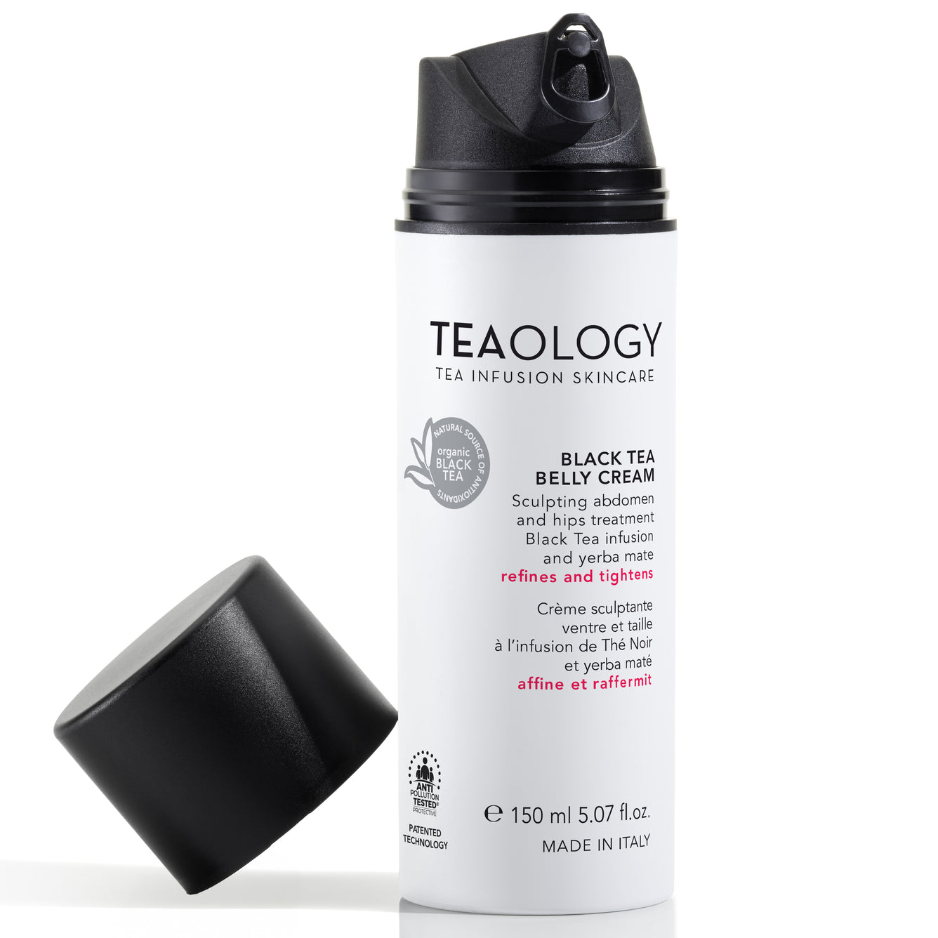 Crema rimodellante pancia e fianchi con infuso di Tè Nero e yerba mate.