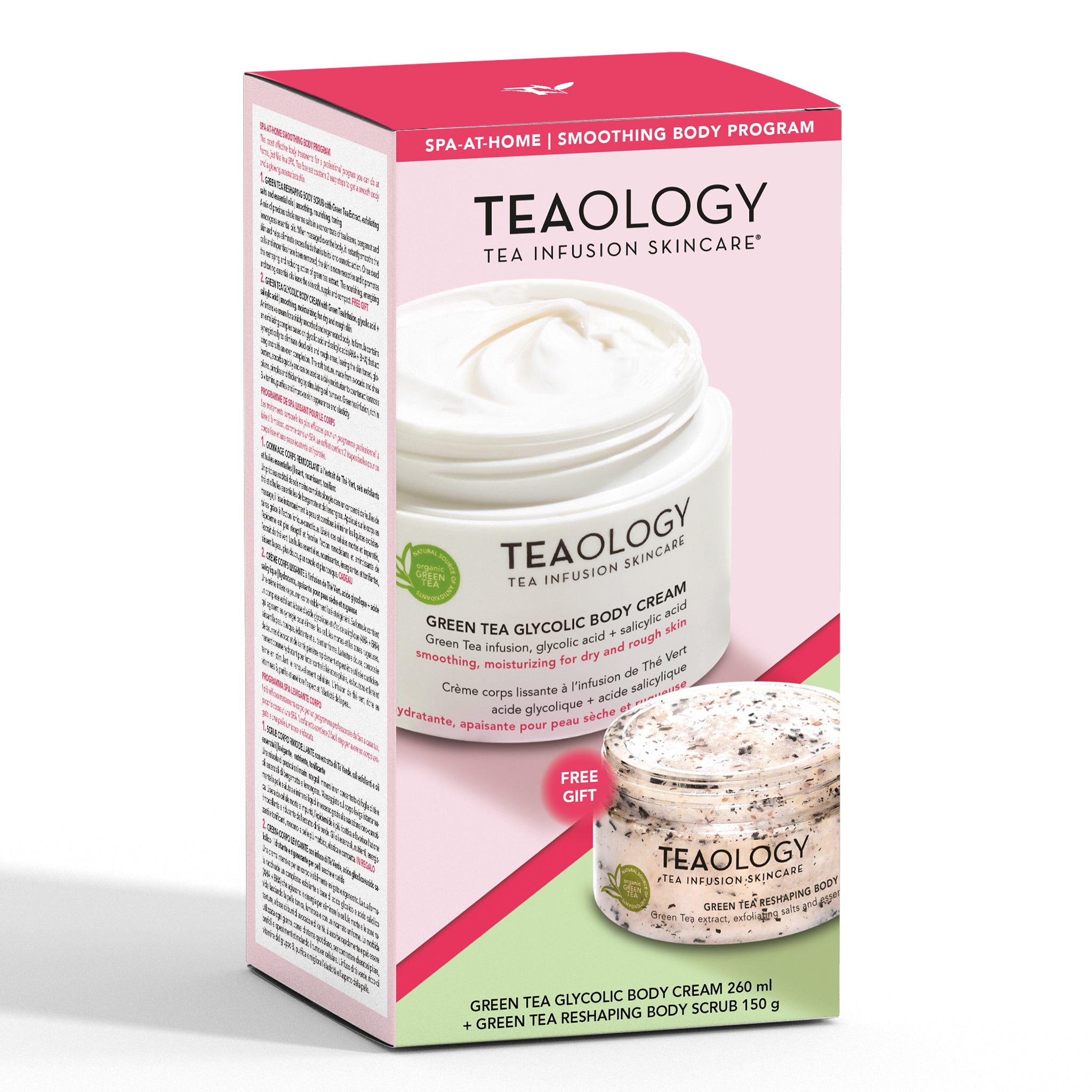programma spa levigante corpo con green tea glycolic body cream e green tea reshaping body scrub da 150ml