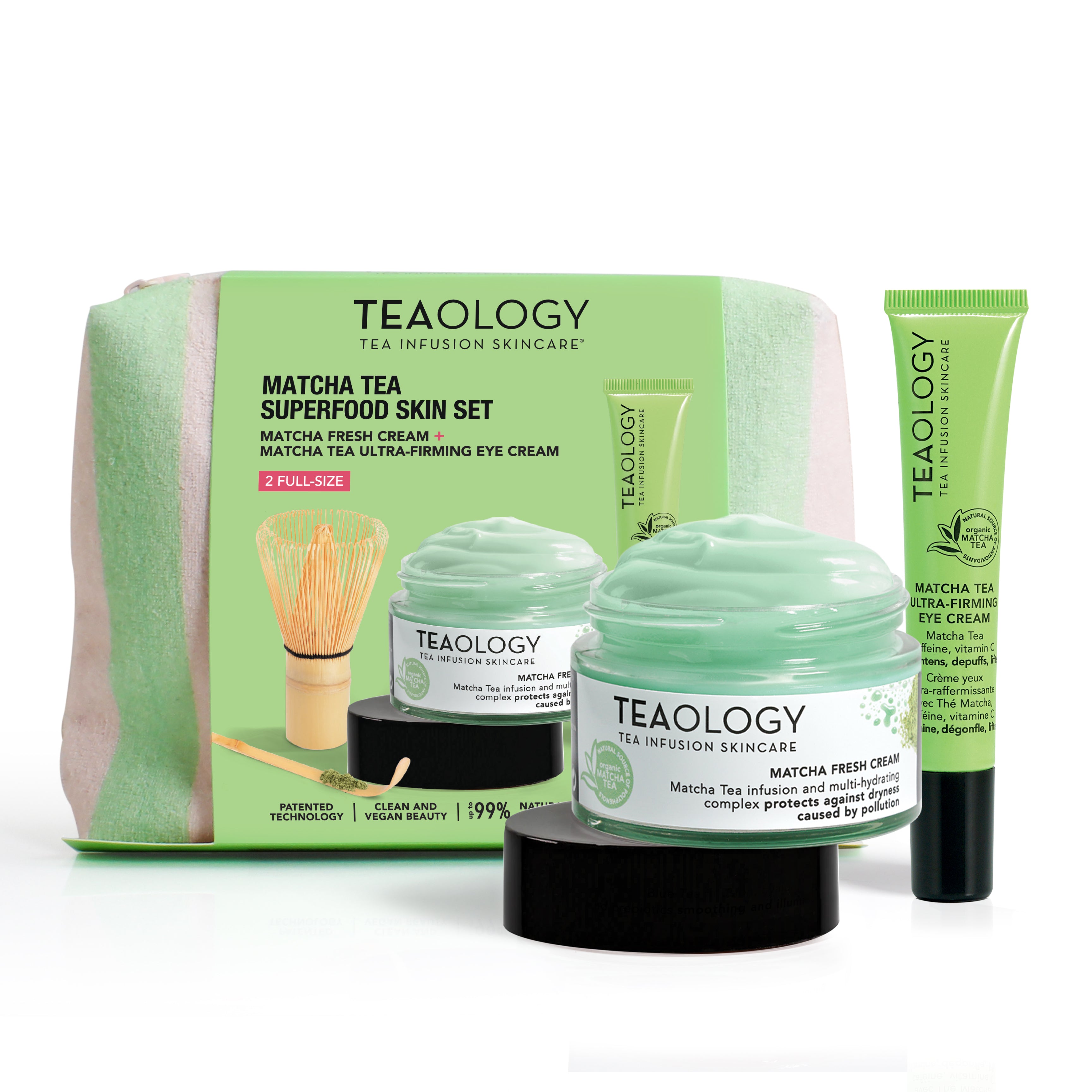 Matcha Tea Superfood Skin Set contenente Matcha Fresh Crema Viso Freschezza Assoluta idratante anti-inquinamento 50 ml e 
Matcha Tea Crema Contorno Occhi Ultra-Rassodante 15ml