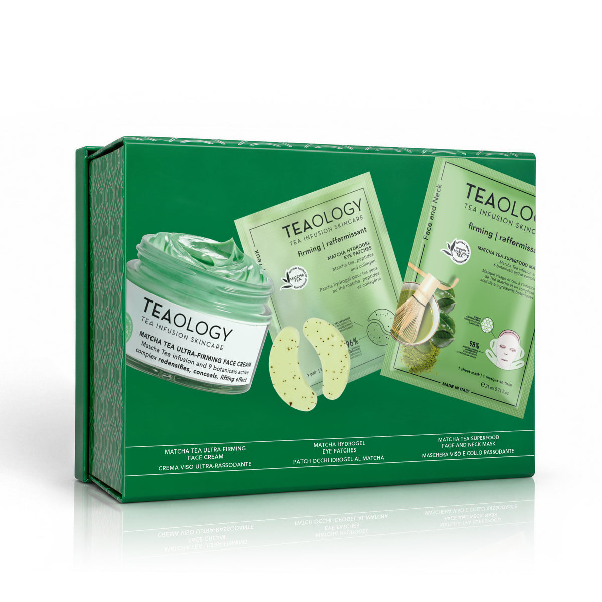 Retro della confezione Matcha Tea Firming Ritual con dettagli del prodotto