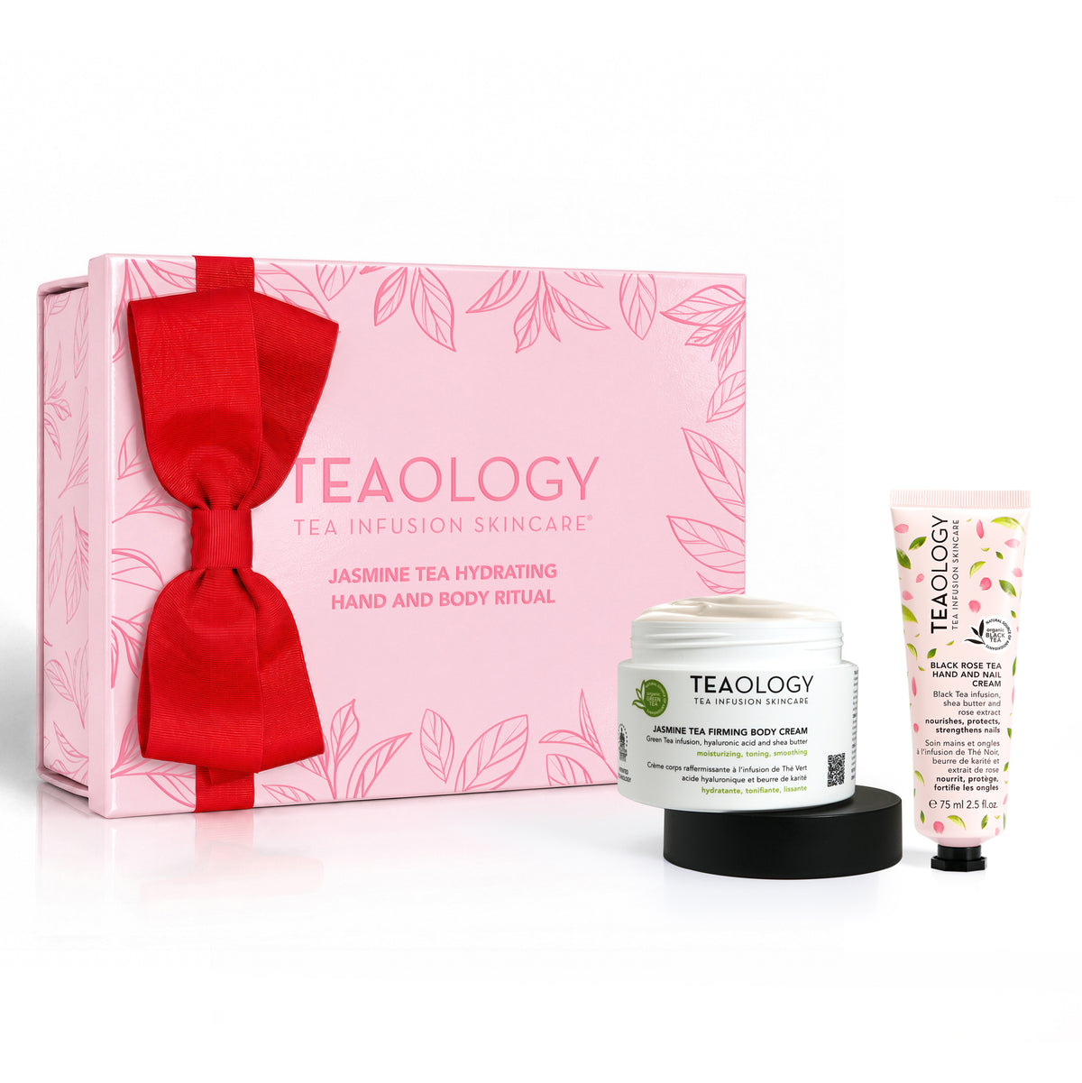 Prodotti inclusi nel Jasmine Tea Hydrating Hand and Body Ritual: Jasmine Tea Firming Body Cream e Black Rose Tea Hand and Nail Cream