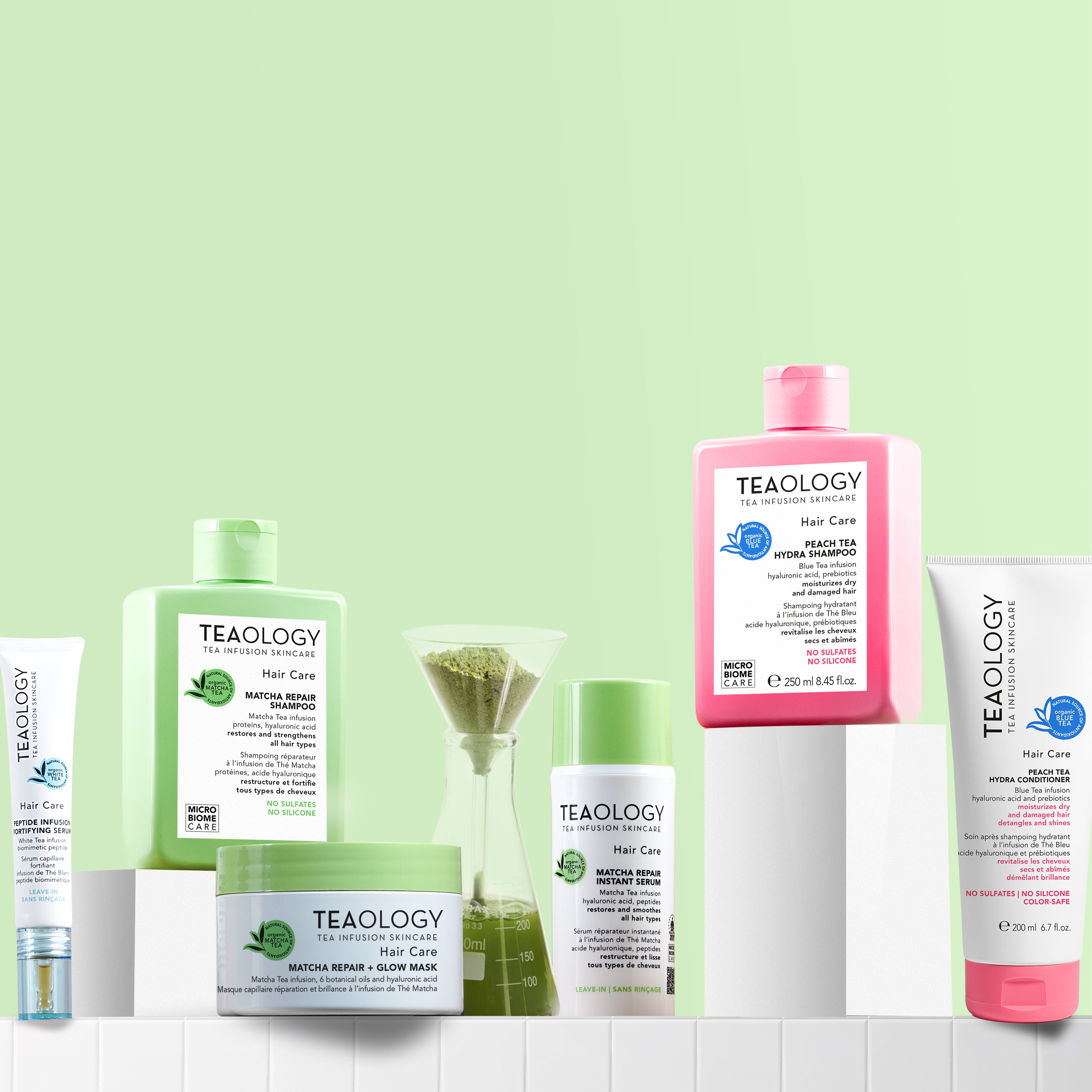 Fortifying hair and scalp serum with white tea infusion and biomimetic peptide